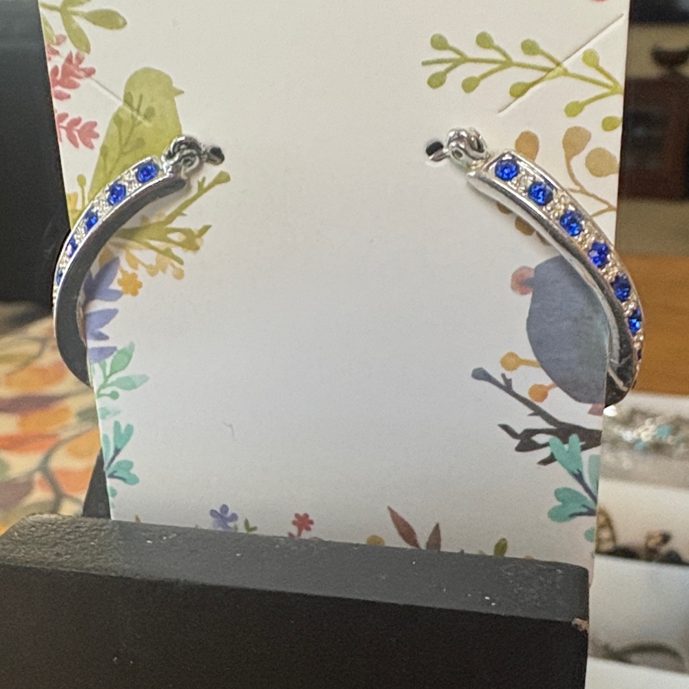 Avon Silver Earrings with Blue Accents